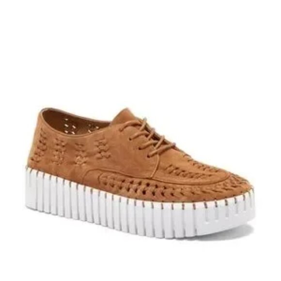 Silent D Brodies Sneaker Tan Suede Leather Woven Comfort Boho EU 37 / US 6.5 - Picture 1 of 14